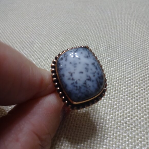 Unique DENDRITE OPAL Handmade Copper Ring Size 7.25 #972B - Picture 3 of 4